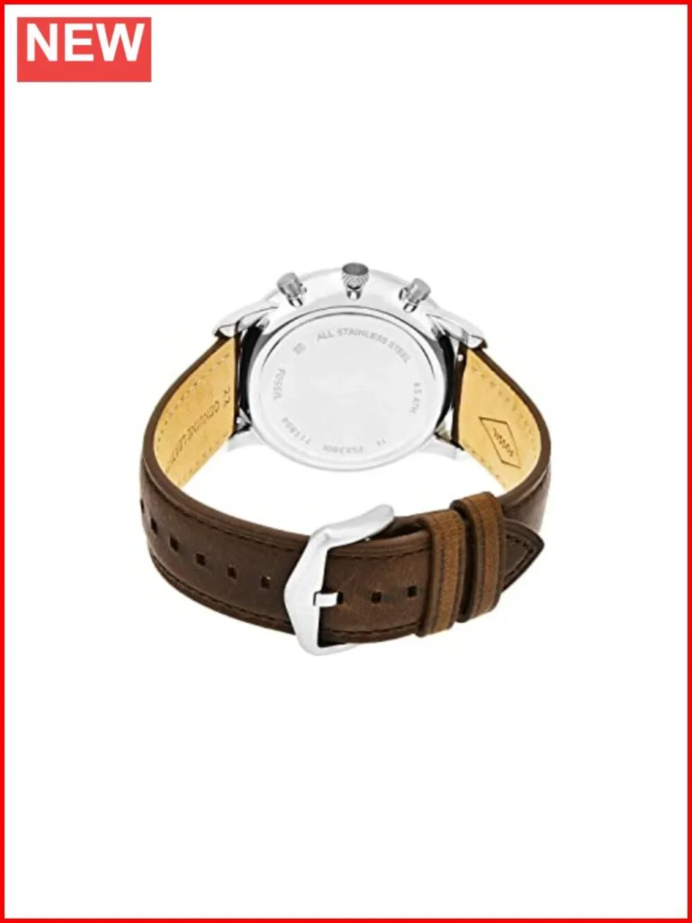 44mm Quartz Chronograph Stainless Steel Leather Watch